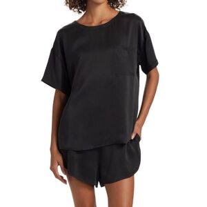 LUNYA NWOT Washable Silk Tee Short Set in Immersed Black Size S